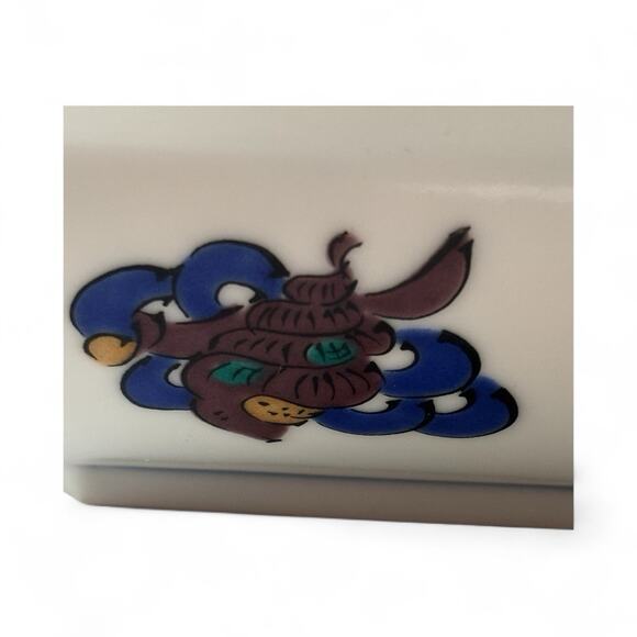 Kutani Ware Fuki Octagonal Dish Bowl Japanese Porcelain Vintage Bird Signed - Picture 5 of 10